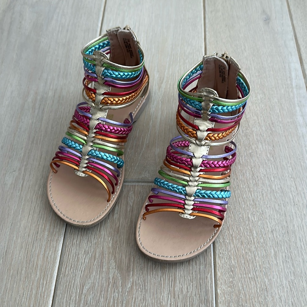 Olive & Edie Rainbow Gladiator Sandals, Size 2